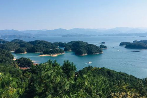 千島湖秀水千島湖豪華遊艇船遊城中湖釣魚島天嶼觀島夢姑塘氧吧環湖木